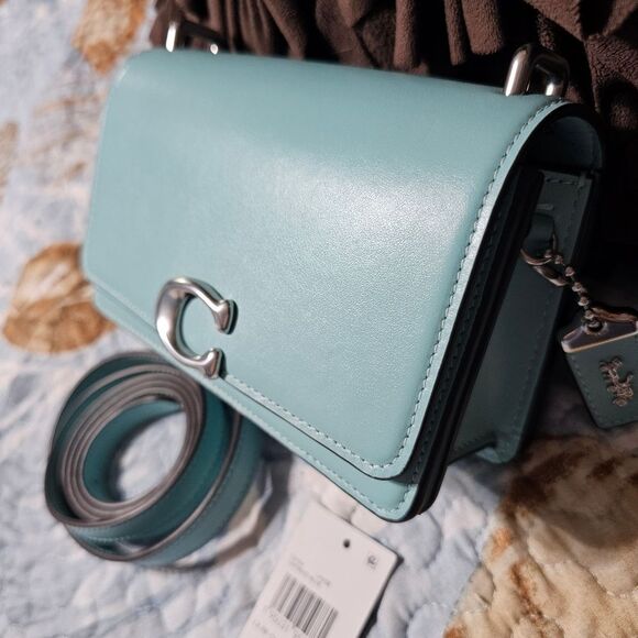 NWT Coach Bandit Crossbody Purse in Faded Blue Calf Leather - Picture 2 of 9